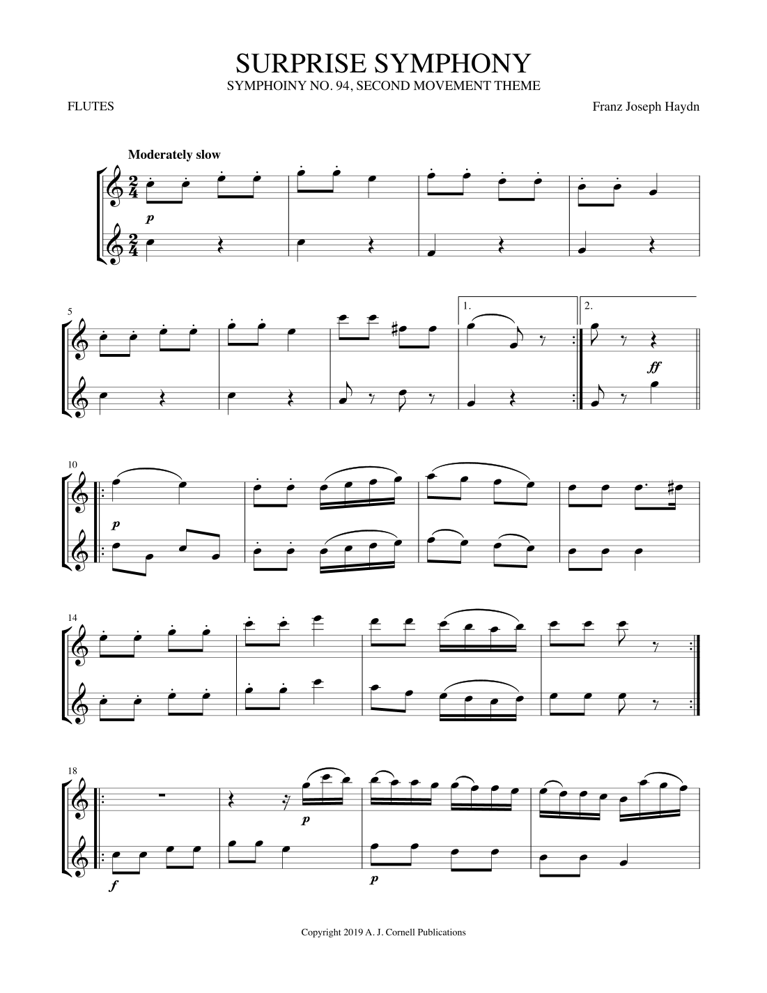 Surprise Symphony (Symphony No. 94, Second Movement Theme) (arr. Mark Phillips) Digital Sheet Music