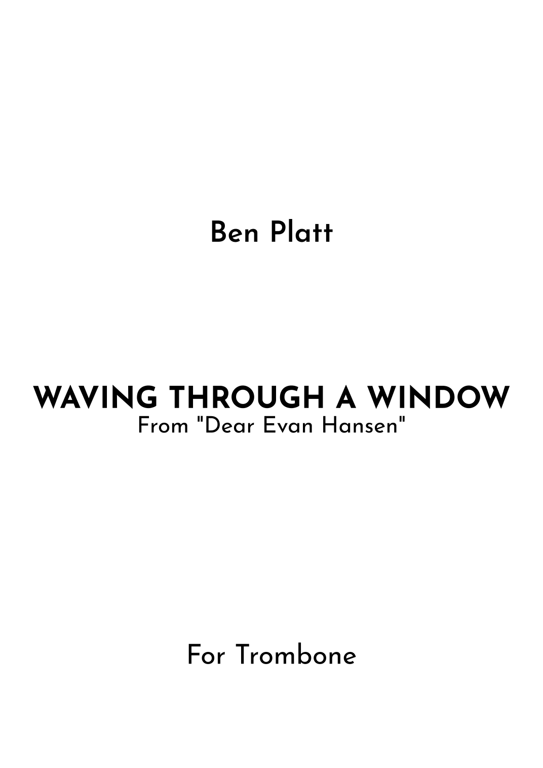 Waving Through A Window (arr. Jireh J.) Digital Sheet Music