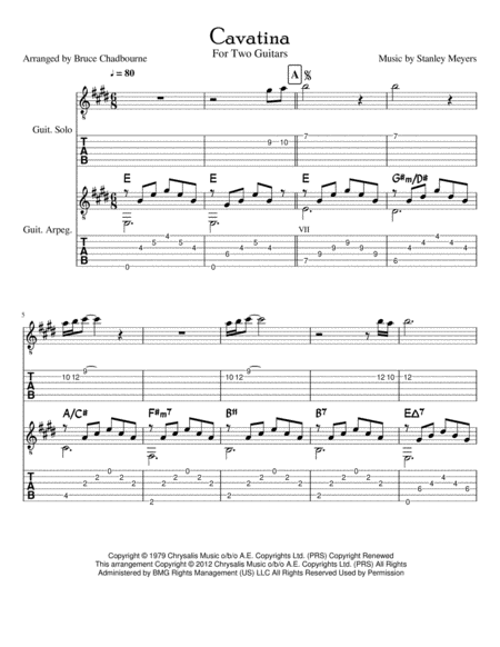 Cavatina (arr. Bruce Chadbourne) Digital Sheet Music