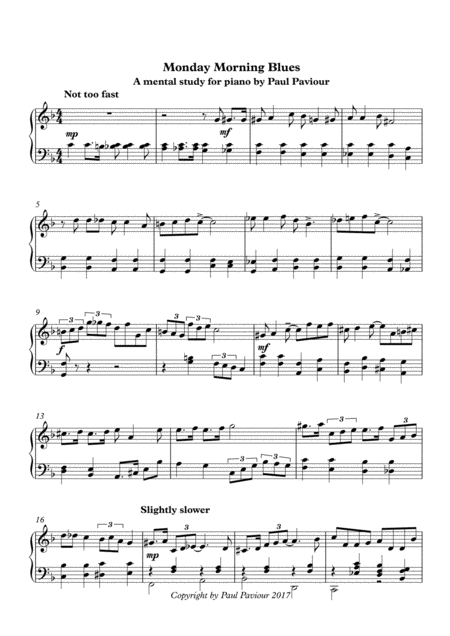 Monday Morning Blues Sheet Music | Paul Paviour | Piano Solo