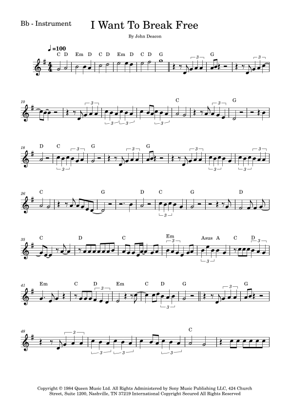 I Want To Break Free (arr. Fabio Eduardo de Oliveira) Digital Sheet Music