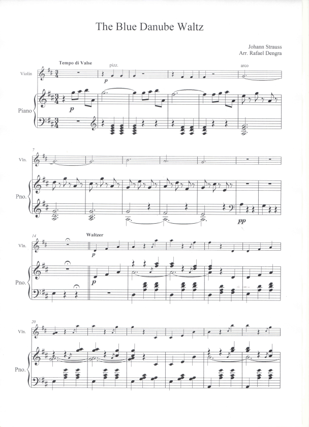 The Blue Danube Waltz - Violin & Piano (arr. Rafael Dengra) Digital Sheet Music