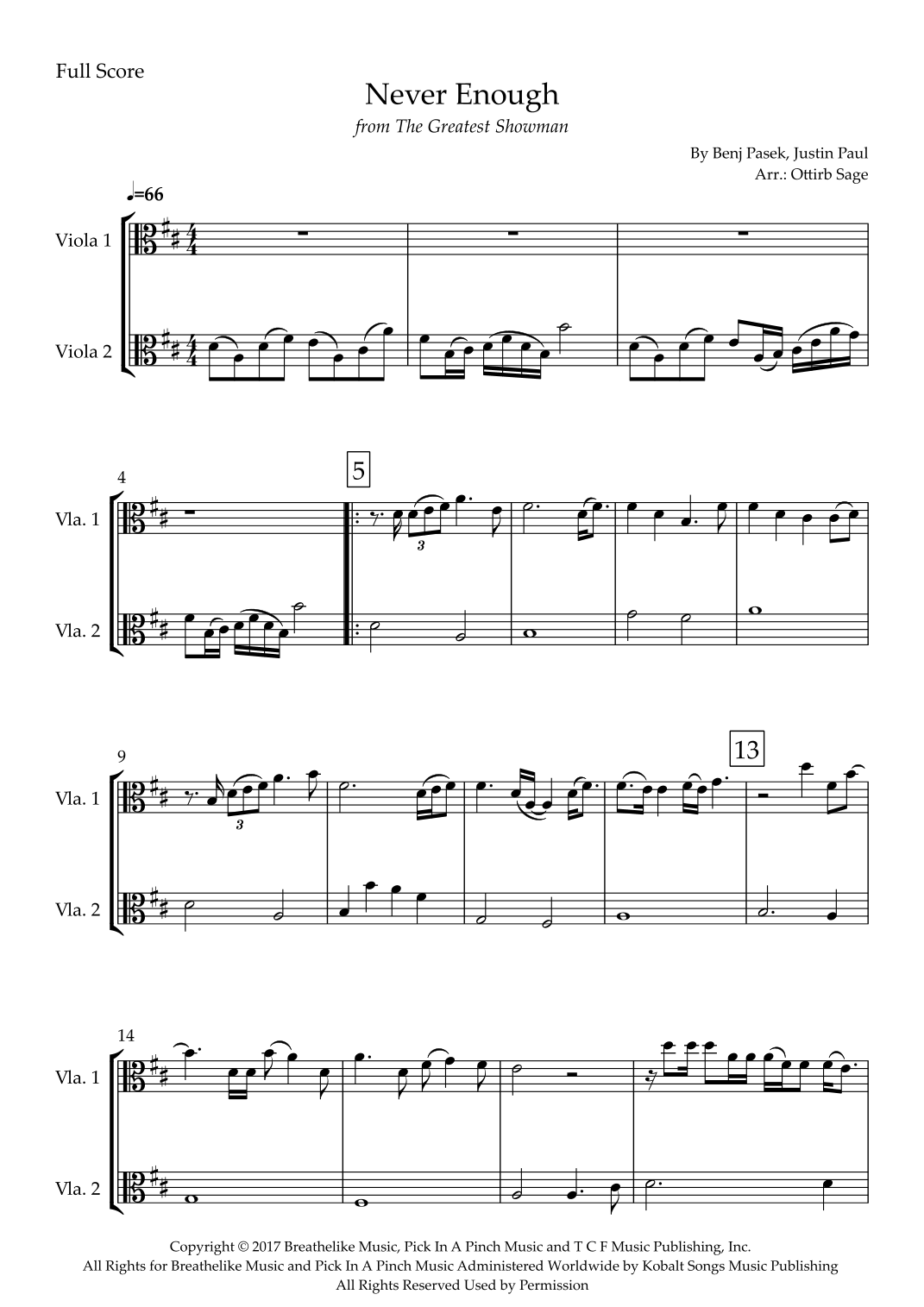 Never Enough (arr. Ottirb Sage) Digital Sheet Music