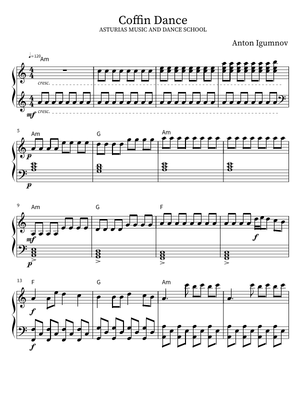 COFFIN DANCE Sheet Music | tony igly | Piano Solo