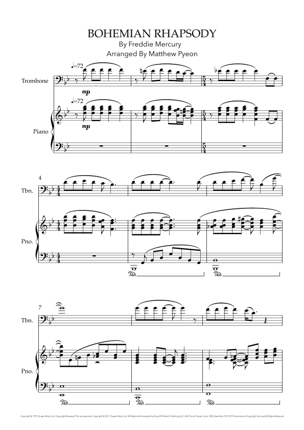 Bohemian Rhapsody (arr. Matthew pyeon) Digital Sheet Music