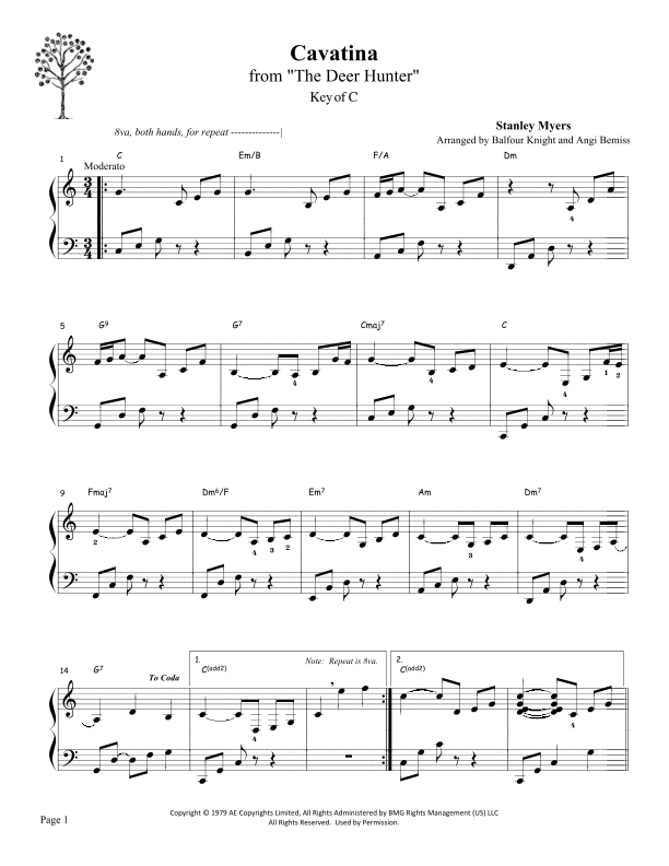 Cavatina (arr. Arranged by Balfour Knight and Angi Bemiss of Simply the Harp) Digital Sheet Music