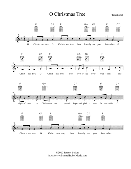 O Christmas Tree - lead sheet in F major (arr. Samuel Stokes) Sheet ...