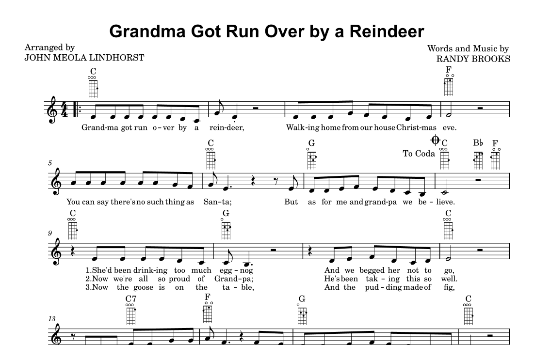 Grandma Got Run Over By A Reindeer (arr. John Meola Lindhorst) Digital Sheet Music