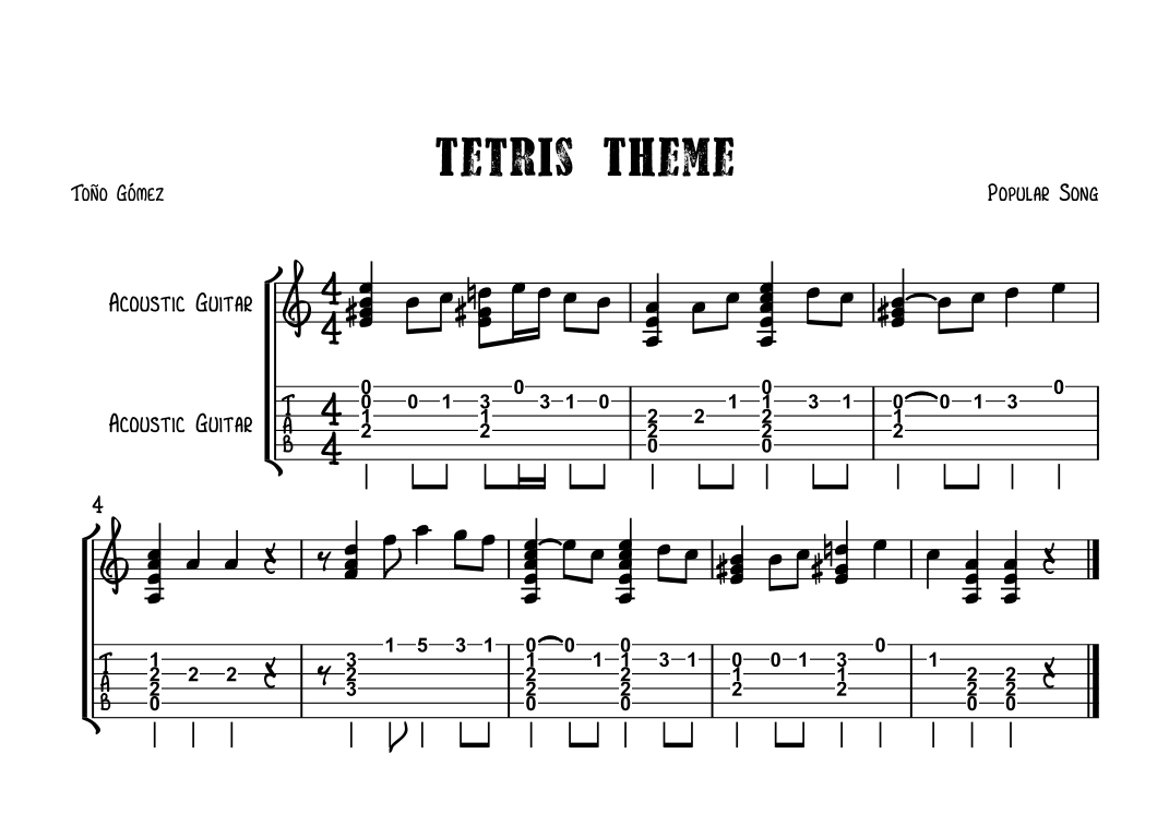 Tetris Theme (arr. Toño Gómez) Digital Sheet Music