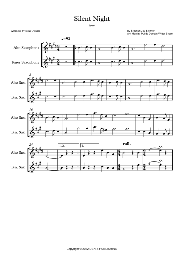 Silent Night (arr. Josiel Oliveira) Digital Sheet Music