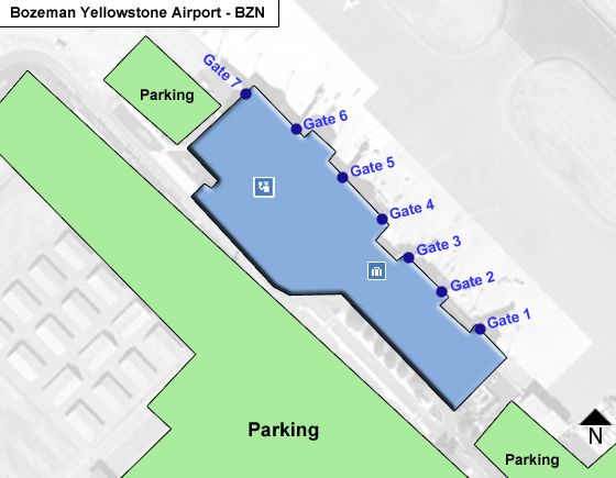 Bozeman Yellowstone BZN Airport Terminal Map