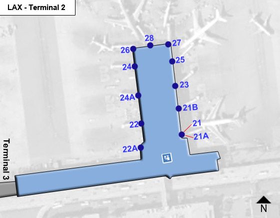 Los Angeles Airport LAX Terminal 2 Map