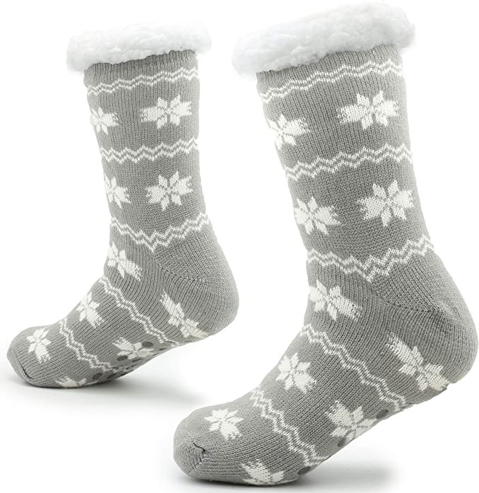 Non Slip Sherpa Wool Knitted Slipper Socks for Men