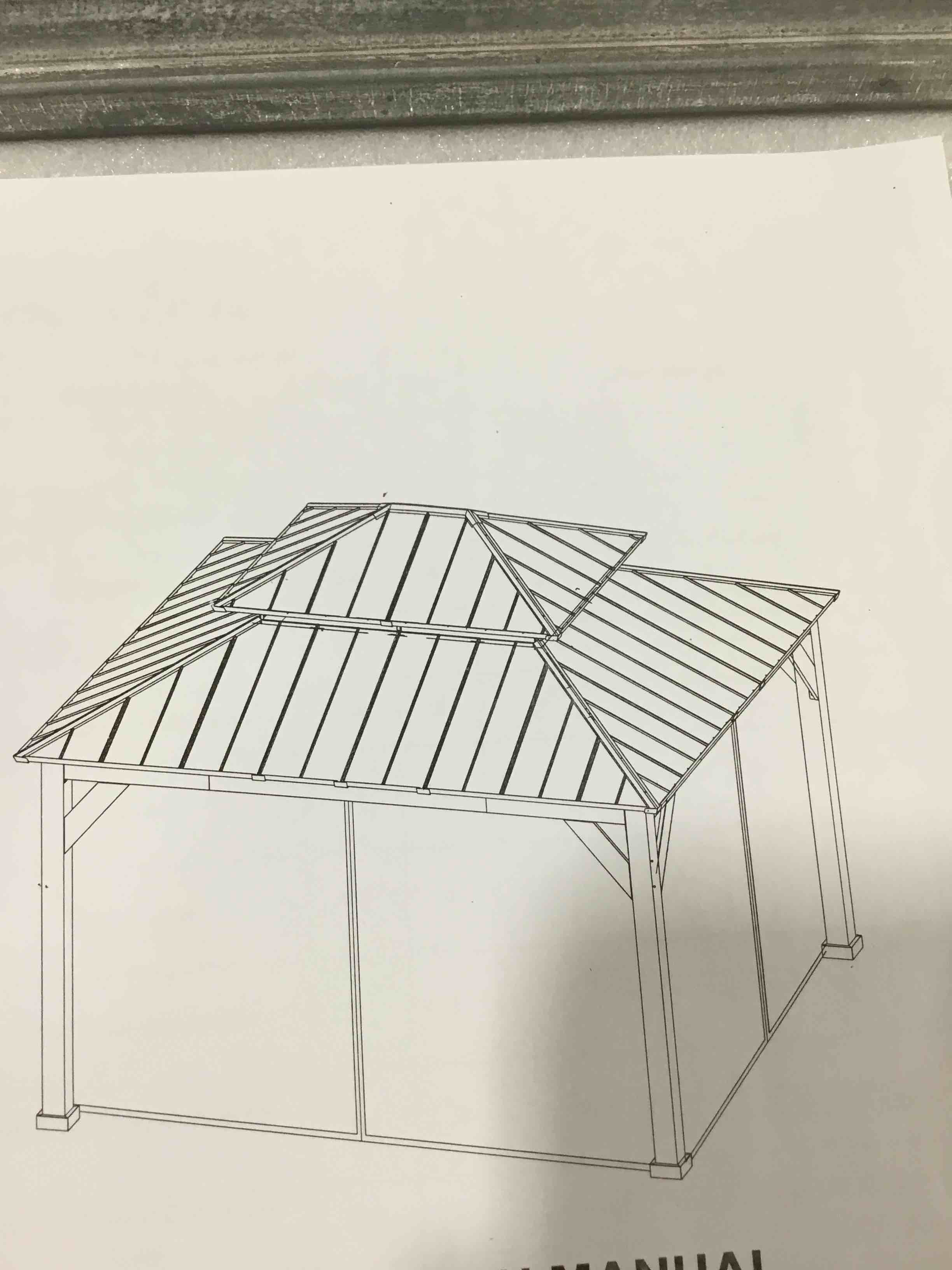 Double Roof Hardtop Gazebo, series A04, wood color 