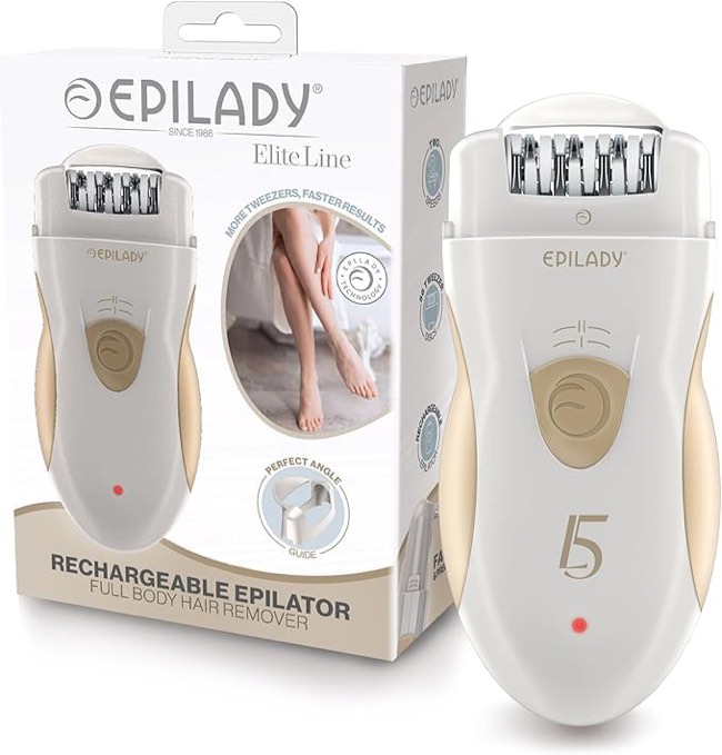 Epilady Legend 5 Rechargeable Epilator, Dual Speed Full-Body Hair Removal Epilator for Women w/ 28 Tweezers, Auto Shut-Off, Travel Case, Cleaning Brush | Long-Lasting Alternative to Shaving & Waxing