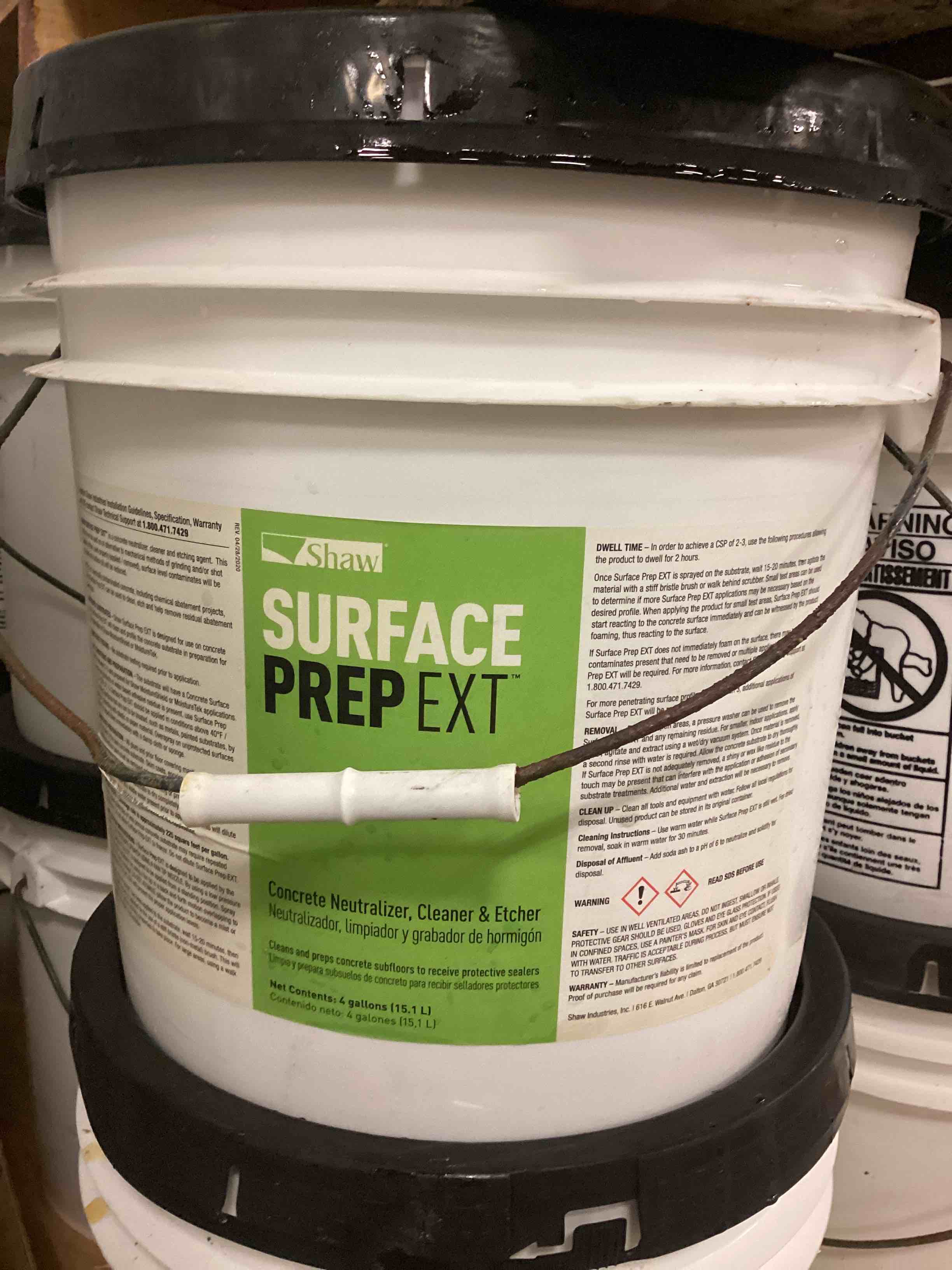 4 gallons Shaw surface prep EXT concrete neutralizer, cleaner and etcher 