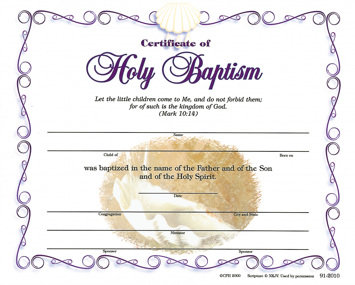 Printable Baptismal Certificate Templates image.