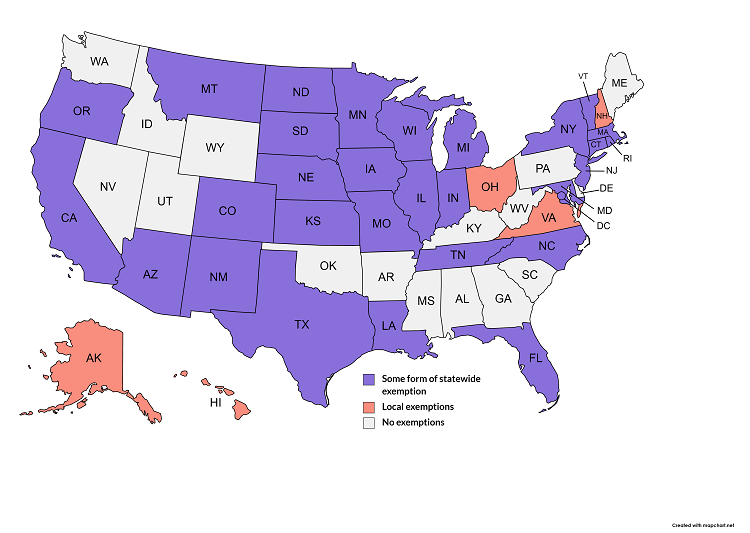 solar property tax exemptions map