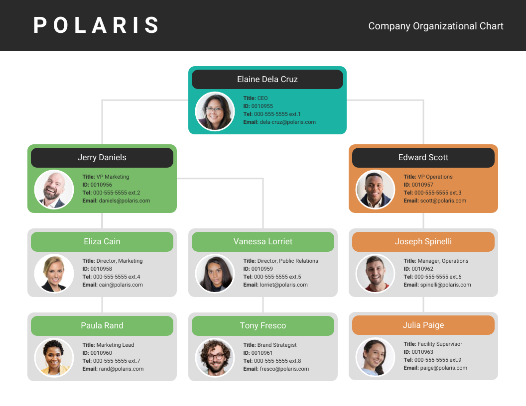 Vibrant Corporate Organizational Chart Template - Venngage