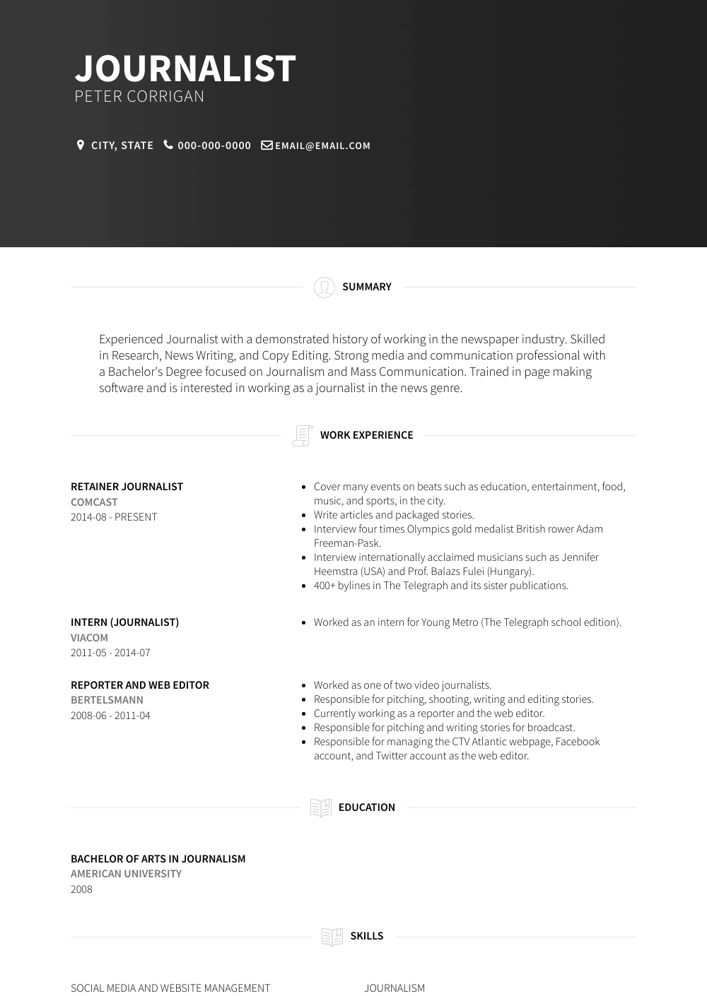 Journalist Resume Template