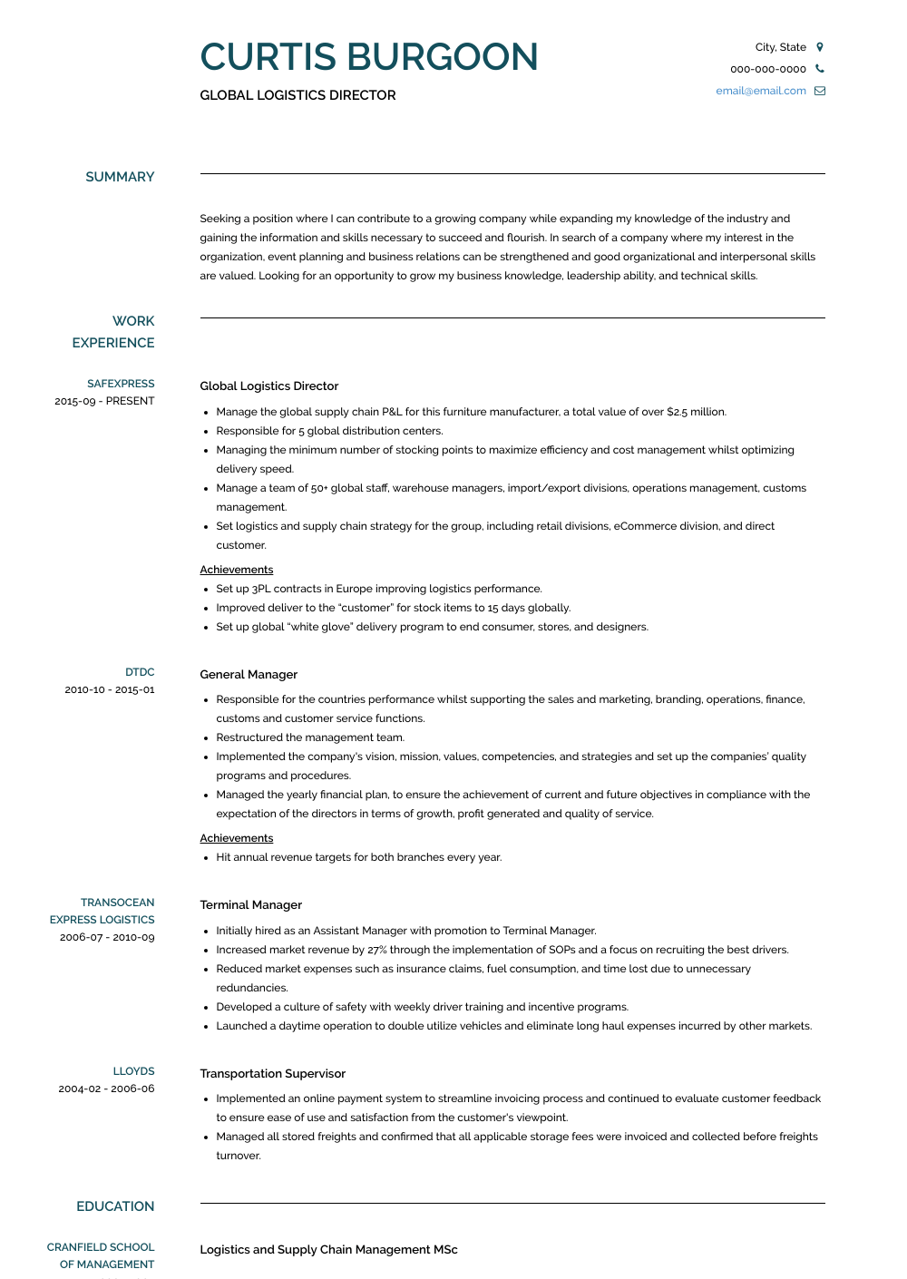 Logistics Manager Resume Samples Templates Pdf Word 2 - vrogue.co