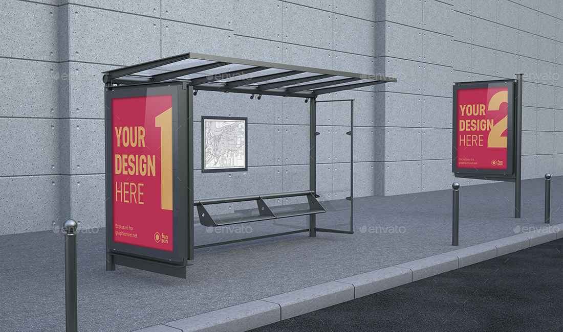 Citylights, Billboards, Bus Stops. Day Mockup. by FunSun | GraphicRiver