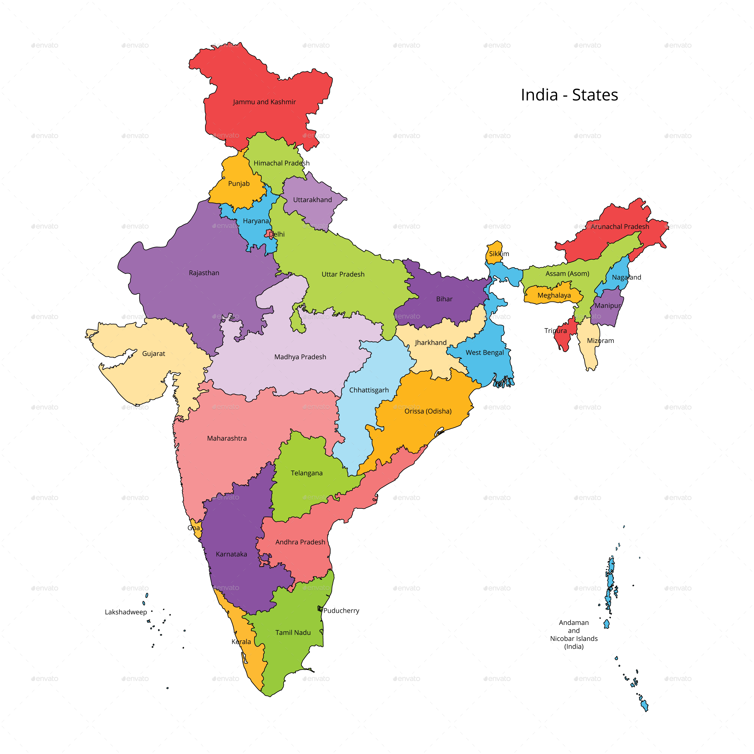 Latest Political Map Of India