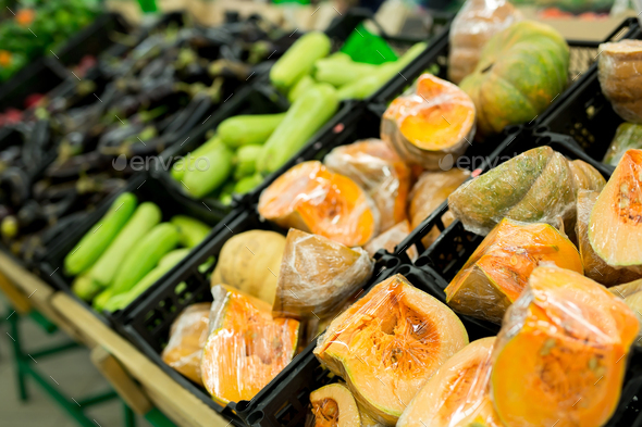 Lots of Vegetables in the Produce aisle at a Supermarket