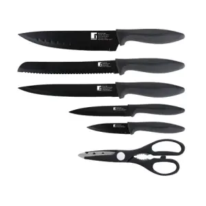 Bergner Bg-9075-bk Set 5pc Knives , Scissors Ss Black Osaka