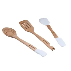 Bergner Bg-43050-wh Set Of 3 Naturally Kitchen Utensils