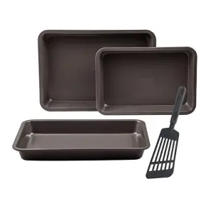 Bergner Bg-37193-co Set 3 Pcs Roaster Pan Small Medium And Large Carbon Steel