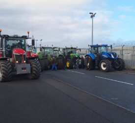 Potato growers in Northern Ireland protest outside Asda distribution centre