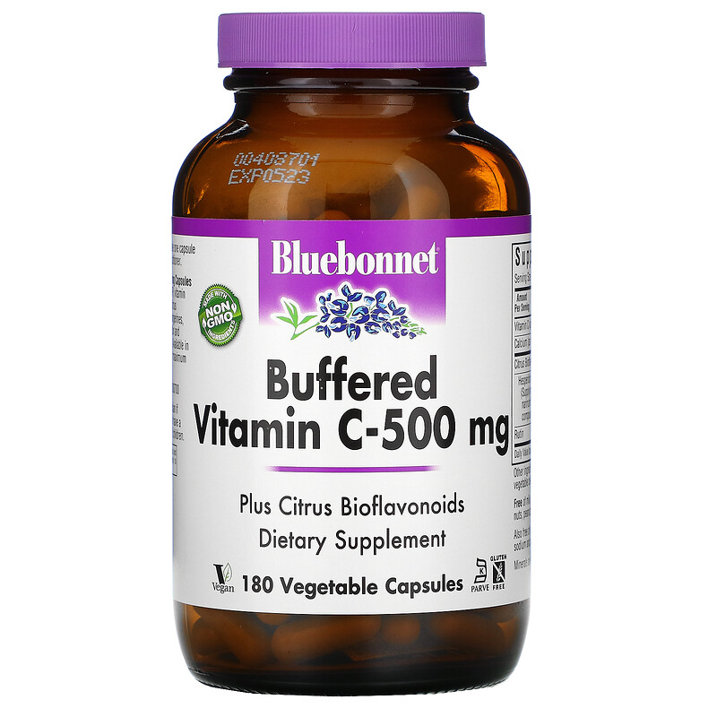 Bluebonnet Nutrition, Buffered Vitamin C, 500 mg, 180 Vegetable ...