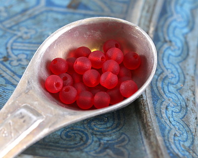 Cherry Red Beach-Style Glass Round 3mm