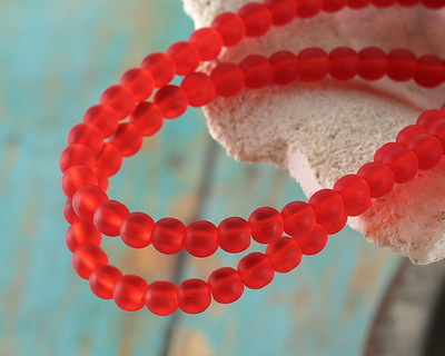 Cherry Red Beach-Style Glass Round 4mm