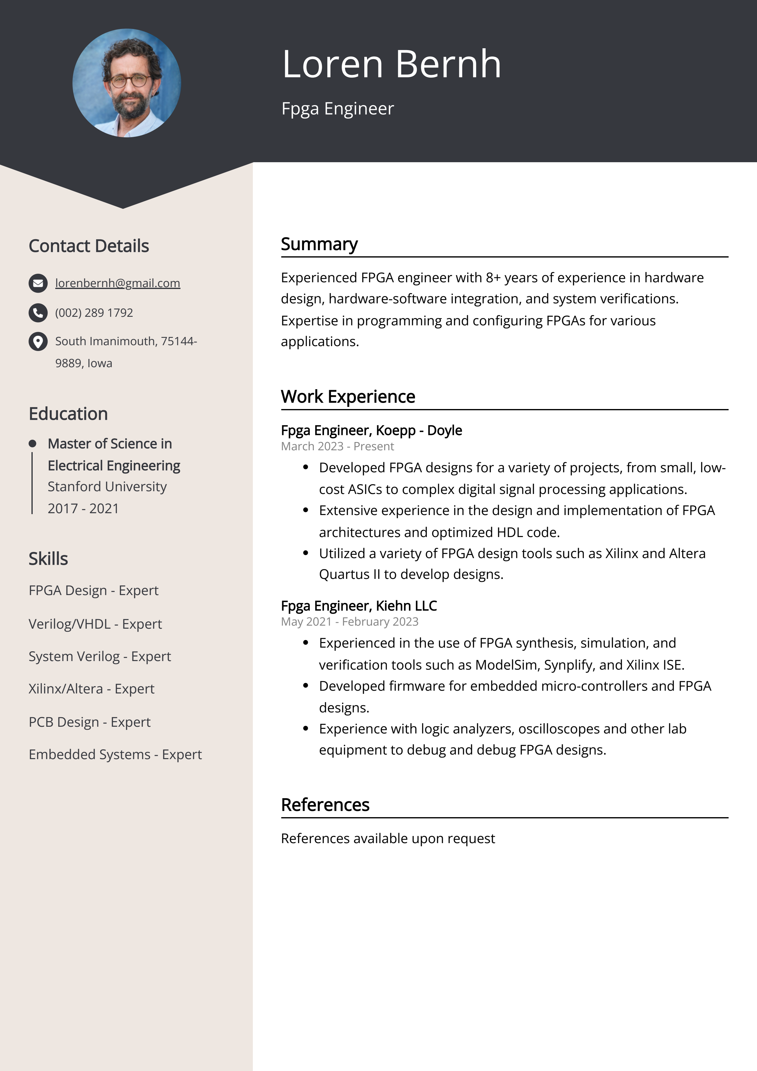 Fpga Engineer Resume Example (Free Guide)