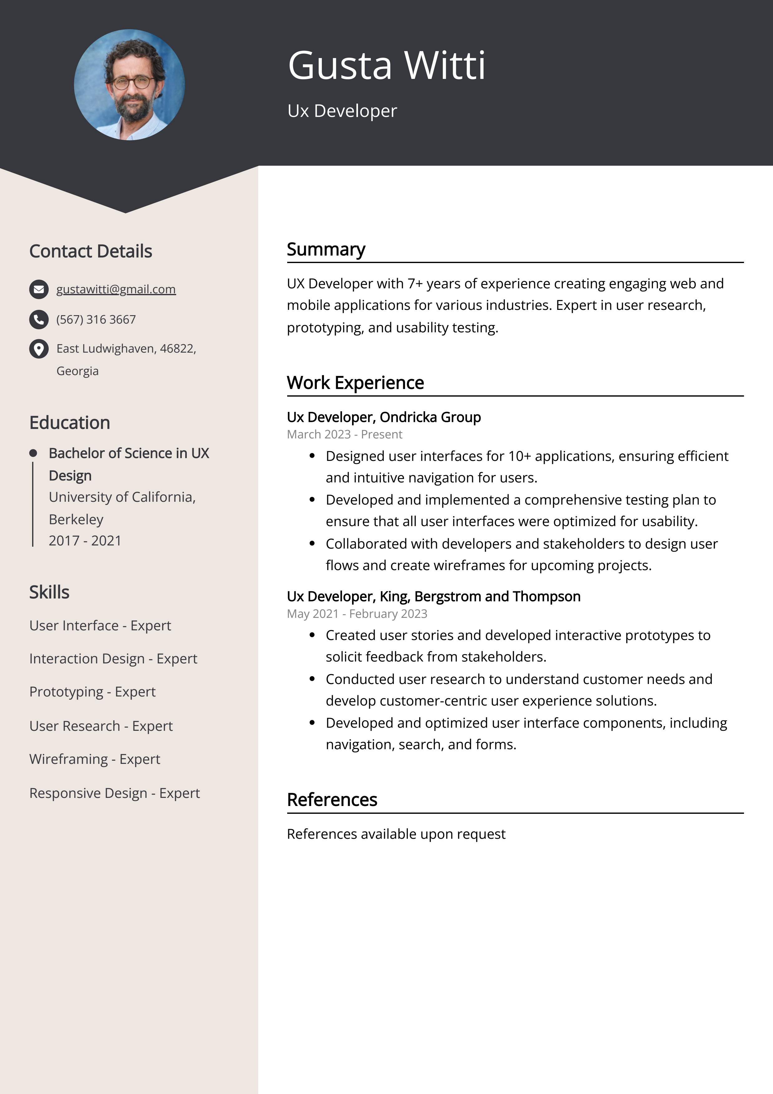 Ux Developer Resume Example (Free Guide)