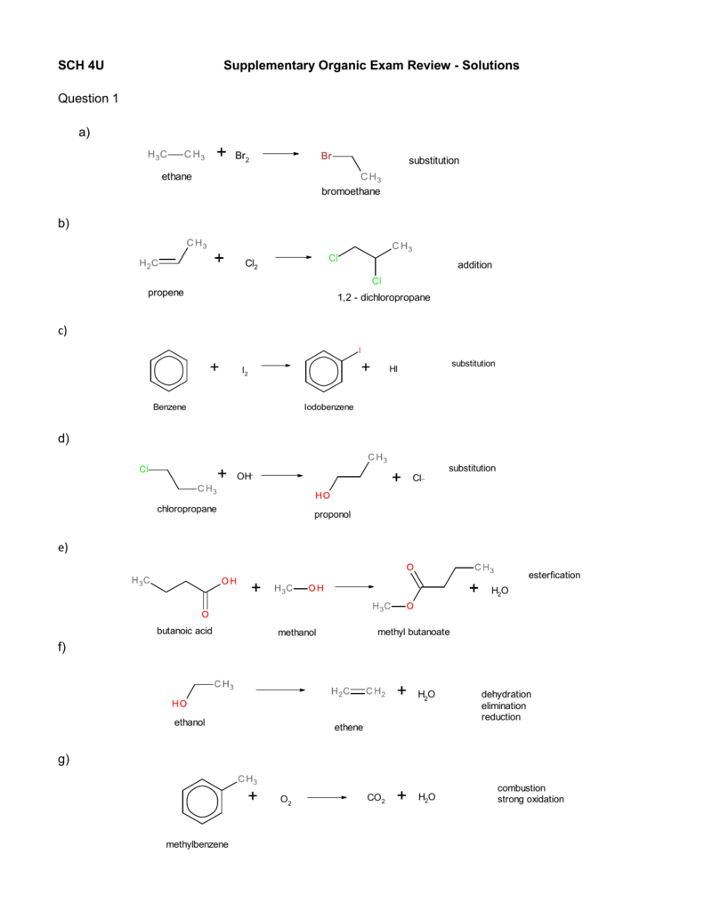 Substitution And Elimination Worksheet Organic Chemistry