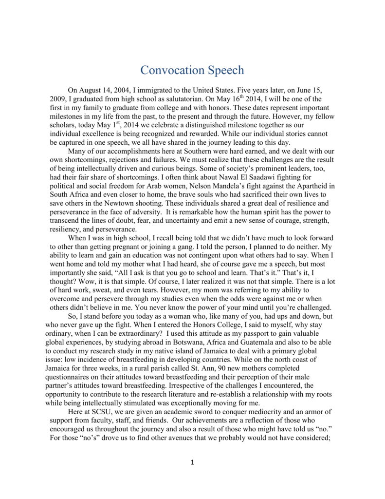 Convocation Speech - Southern Connecticut State University