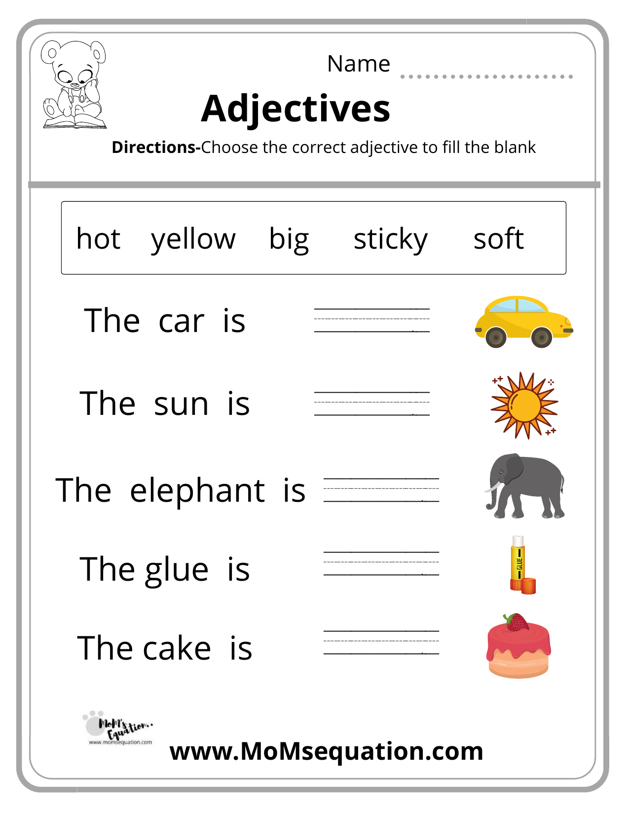 Adjectives For Grade 2 Worksheet