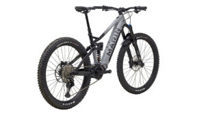 Rear 3/4 image of the Marin Alpine Trail E2 mountain bike