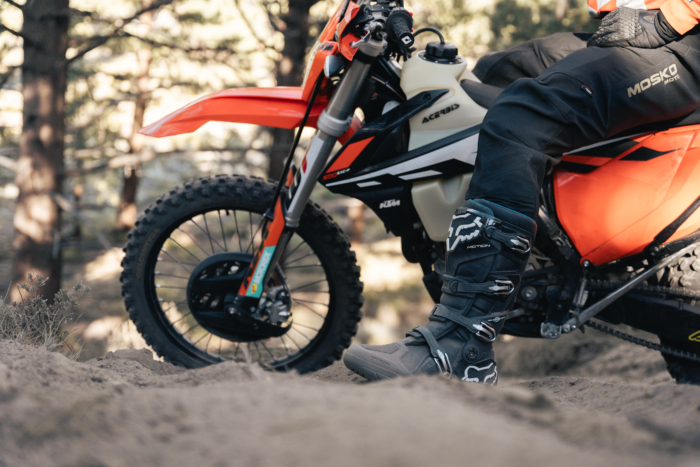 The Fox Racing Motion X Off Road boot has extra tread for off road situations; (photo/Cody Mathison)