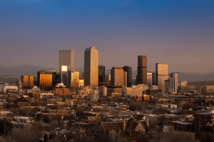 Denver skyline in winter