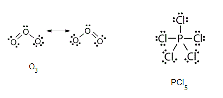 Please explain the Lewis dot structure of O3and PCl5 - Chemistry ...