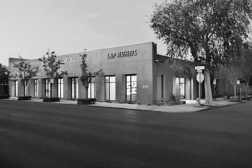 L&P Aesthetics black and white building