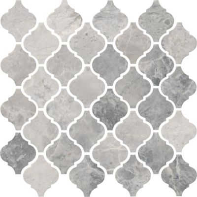 Bianco Colorato Polished Marble Arabesque Mosaic Wall and Floor Tile ...