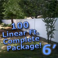 100 ft Complete Solid PVC Vinyl Privacy 6' Wide Fencing Package