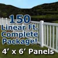 150 ft Complete Solid PVC Vinyl Closed Top Picket Fencing Package - 4' x 6' Panels w/ 3" Spacing