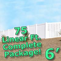 75 ft Complete Solid PVC Vinyl Semi-Privacy 6' Wide Fencing Package