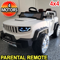 4x4 2 Seater Kids Ride On Toy Power Wheel With Four Motors Includes Remotes USB & Music - 8101